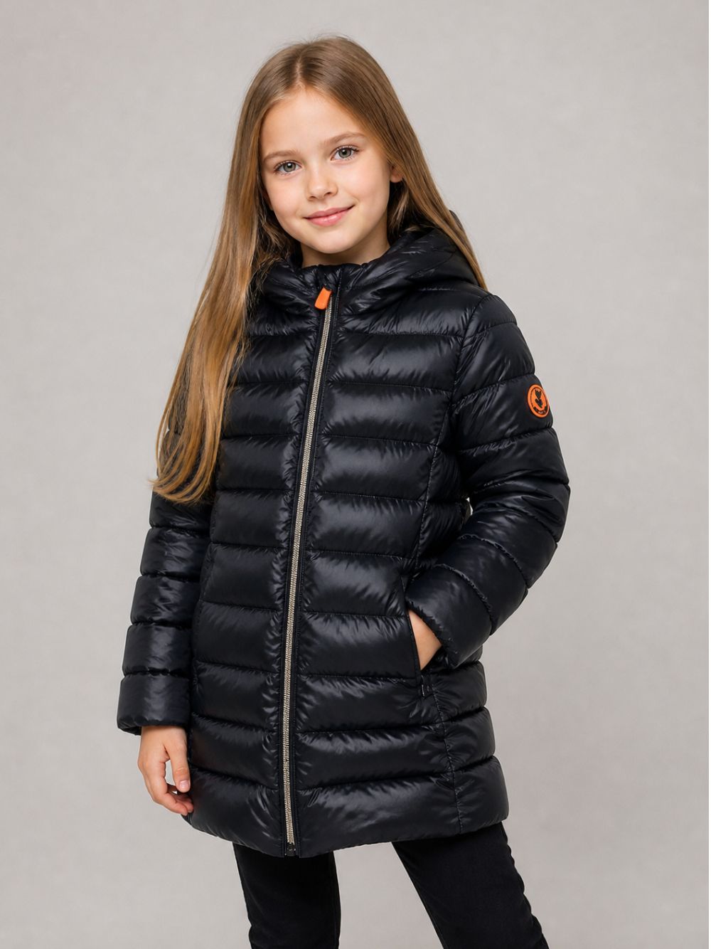 Giubbino per bambina Save The Duck Kids nero con finitura trapuntata J40279G IRIS23 10000 SAVE THE DUCK KIDS