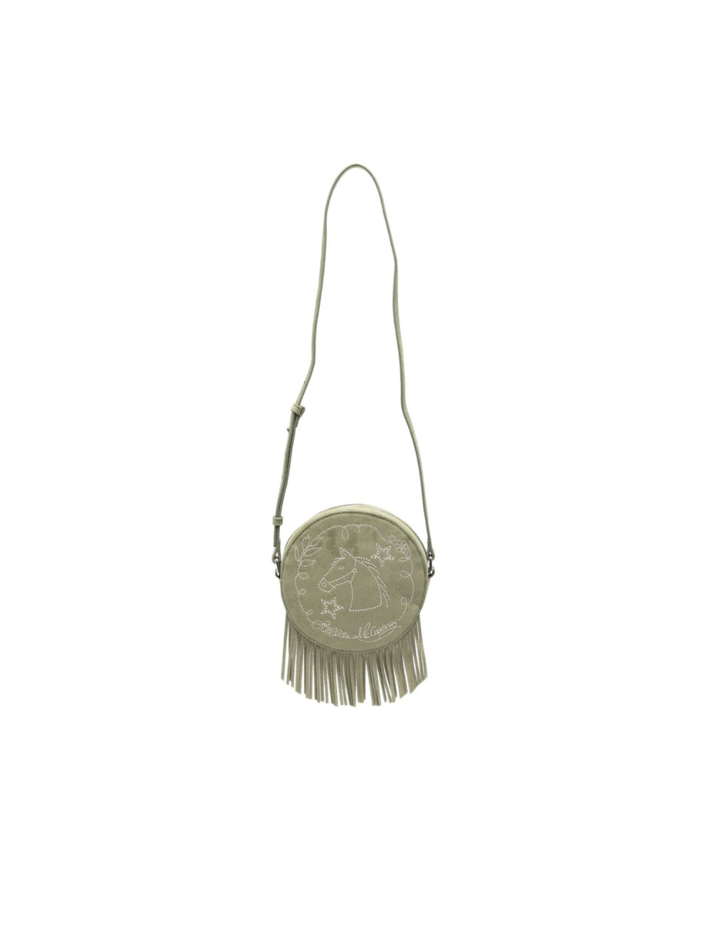Borsa a spalla per bambina Stella McCartney Kids verde con ricamo e frange TZ0A68 Z4048 70G STELLA McCARTNEY KIDS