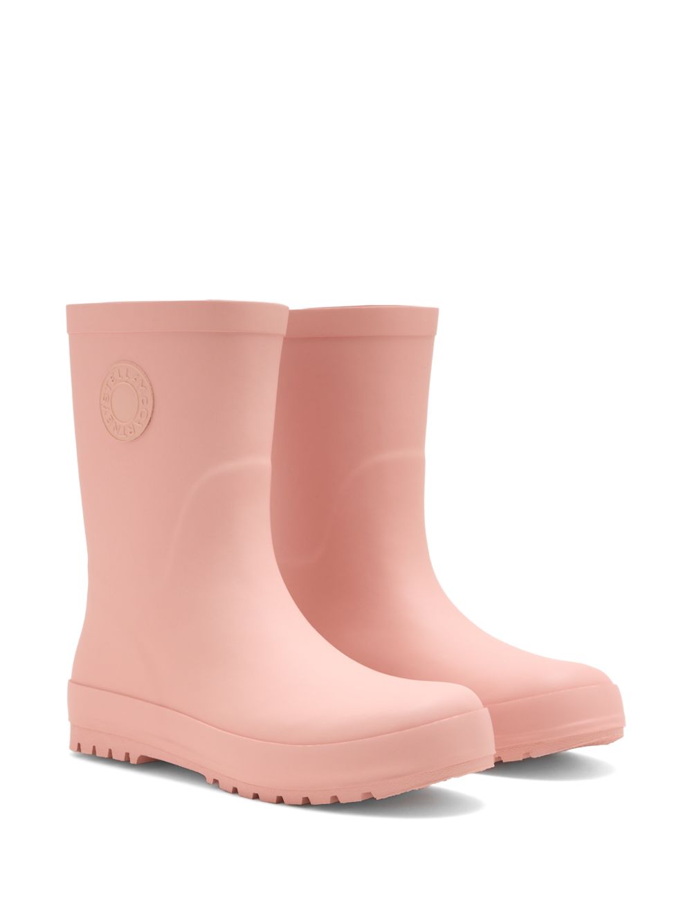 Stivali da pioggia per bambina Stella McCartney Kids rosa con patch logo sui lati TZ0D06 Z0234 50M STELLA McCARTNEY KIDS