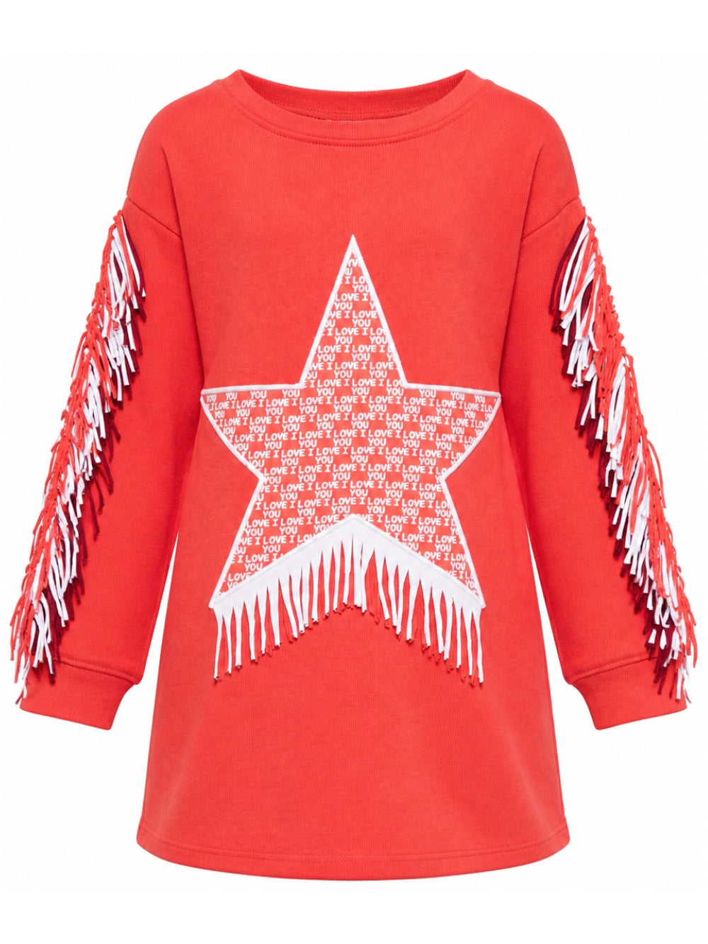 Abito per bambina Stella McCartney Kids rosso con frange applicate TZ1A20 Z3059 423 STELLA McCARTNEY KIDS