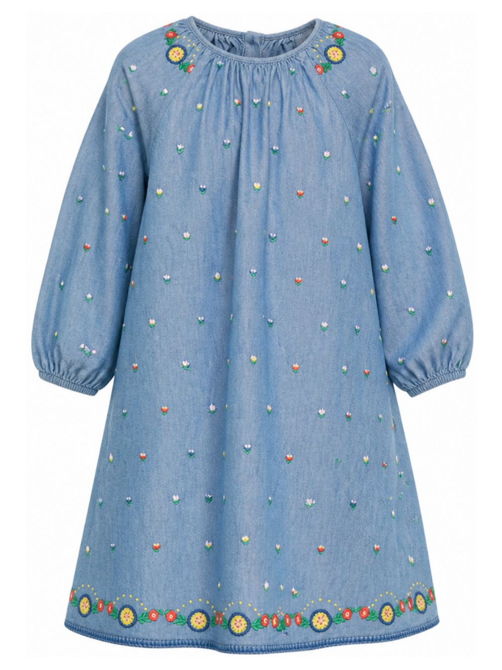 Abito per bambina Stella McCartney Kids blu con ricamo a fiori TZ1A50 Z3892 606EM STELLA McCARTNEY KIDS