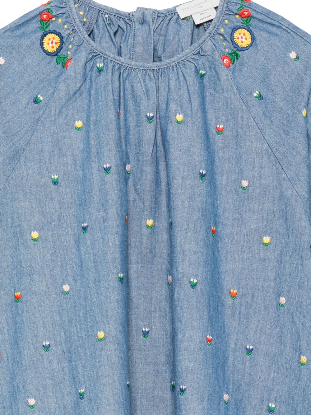 Abito per bambina Stella McCartney Kids blu con ricamo a fiori TZ1A50 Z3892 606EM STELLA McCARTNEY KIDS