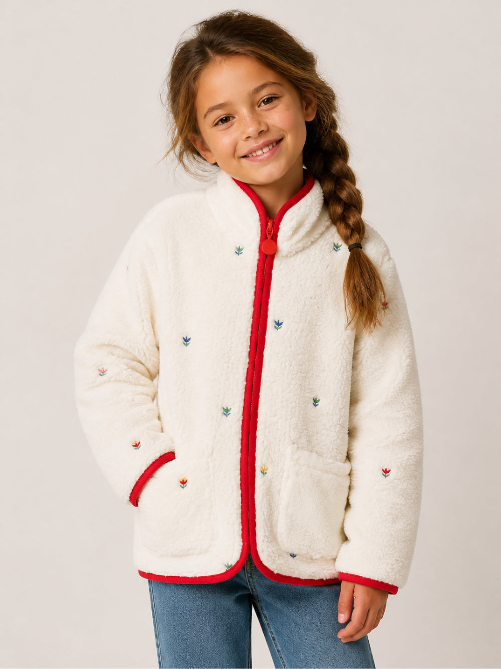 Giubbino per bambina Stella McCartney Kids bianco con ricami floreali TZ2A47 Z3881 189EM STELLA McCARTNEY KIDS