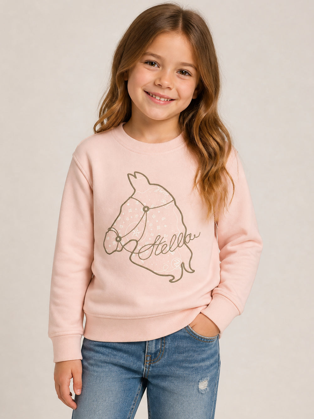 Felpa per bambina Stella McCartney Kids rosa con ricamo sul davanti TZ4B70 Z3059 50M STELLA McCARTNEY KIDS