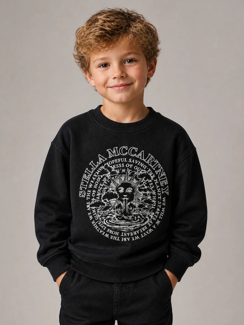 Felpa per bambini Stella McCartney Kids nera con stampa grafica sul davanti TZ4C30 Z3826 961 STELLA McCARTNEY KIDS