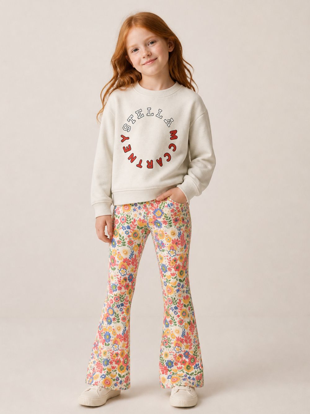 Felpa per bambina Stella McCartney Kids beige con effetto mélange TZ4D20 Z3059 870 STELLA McCARTNEY KIDS