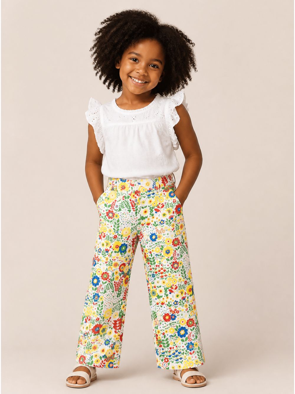 Pantaloni per bambina Stella McCartney Kids multicolore con stampa floreale TZ6A40 Z3891 999MC STELLA McCARTNEY KIDS