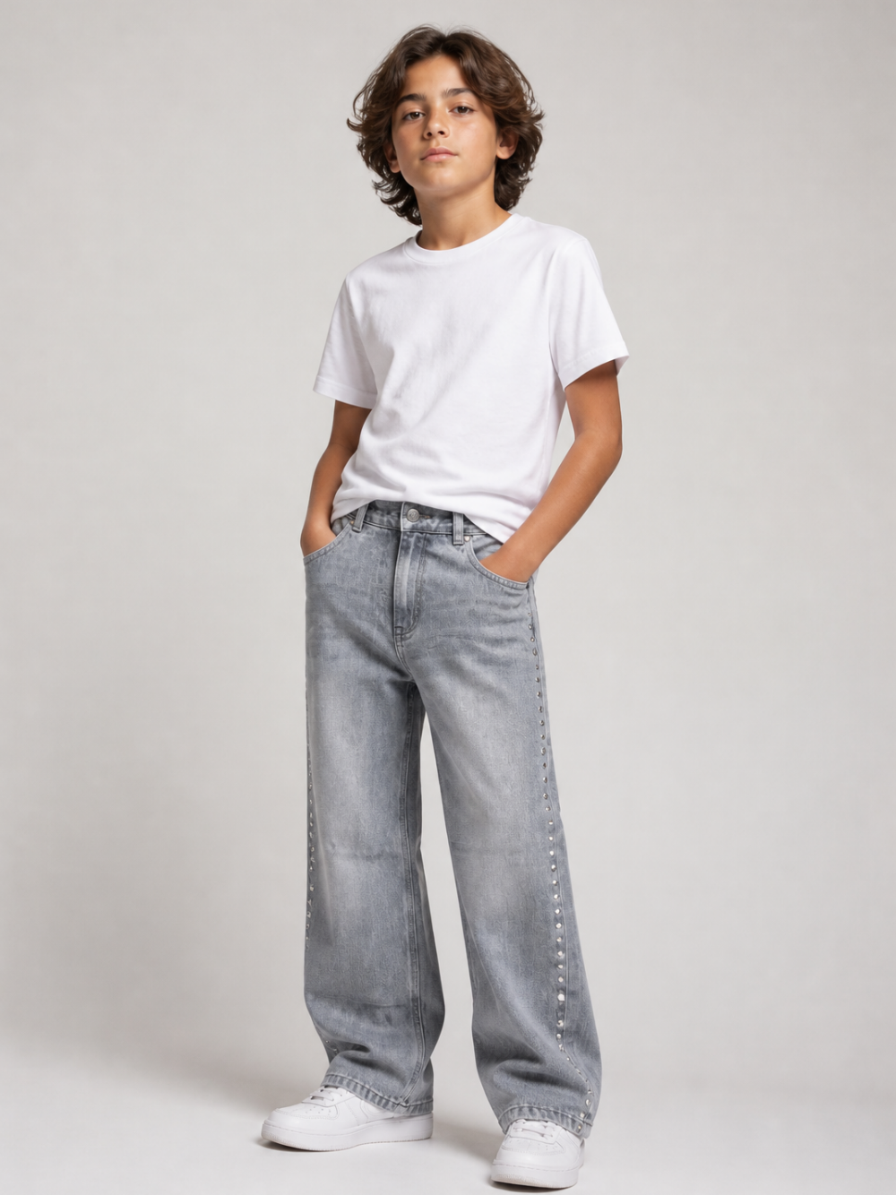 Jeans per bambino Stella McCartney Kids grigio con borchie TZ6C60 Z3543 909 STELLA McCARTNEY KIDS