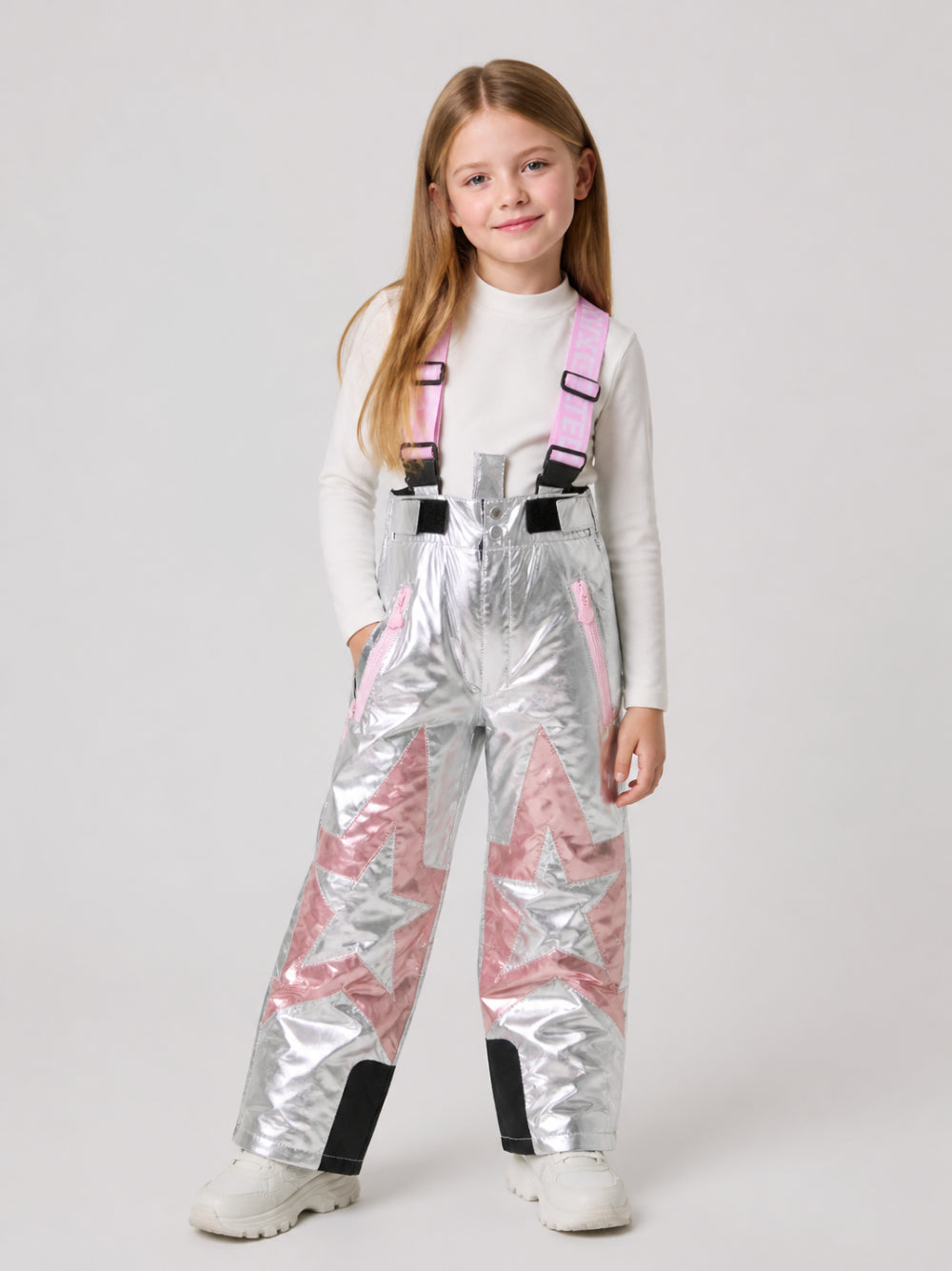 Pantaloni da sci per bambina Stella McCartney Kids argento con design patchwork TZ6E00 Z3967 925 STELLA McCARTNEY KIDS