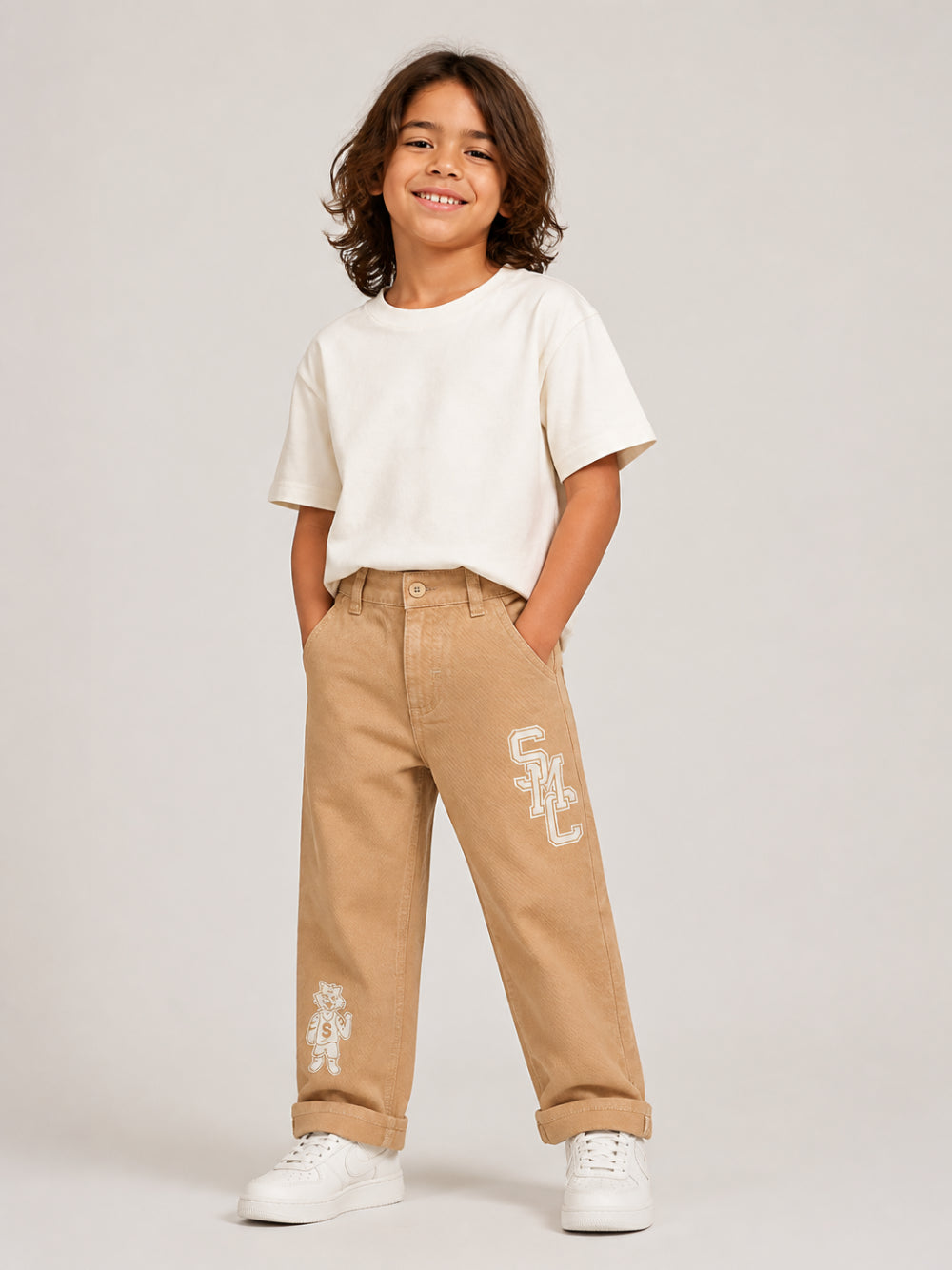 Pantaloni per bambino Stella McCartney Kids beige con stampa logo TZ6I40 Z2661 132 STELLA McCARTNEY KIDS