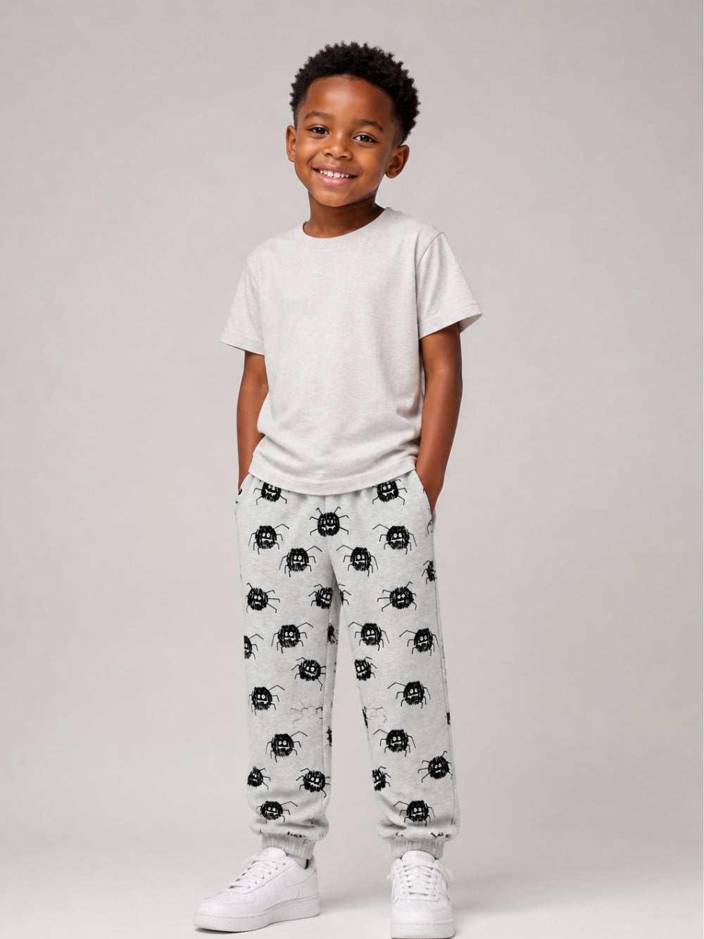Pantaloni sportivi per bambino Stella McCartney Kids grigi con stampa ragni TZ6L40 Z3962 807MC STELLA McCARTNEY KIDS