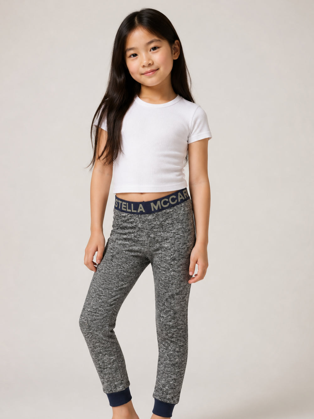 Leggings per bambina Stella McCartney Kids grigio con elastico in vita TZ6L70 Z3968 999 STELLA McCARTNEY KIDS