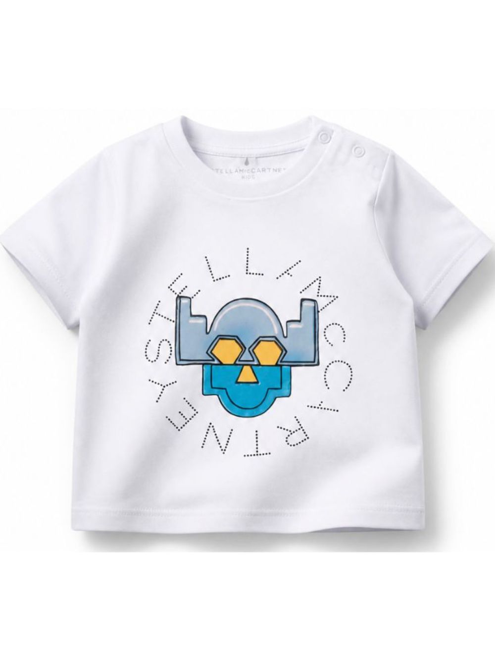 T-shirt per neonato Stella McCartney Kids bianca con stampa grafica robot sul davanti TZ8301 Z3931 100 STELLA McCARTNEY KIDS