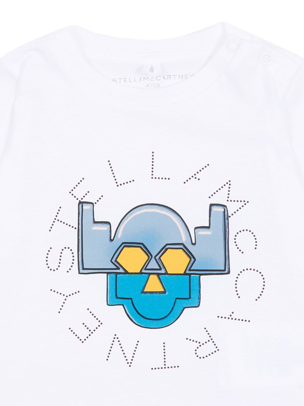 T-shirt per neonato Stella McCartney Kids bianca con stampa grafica robot sul davanti TZ8301 Z3931 100 STELLA McCARTNEY KIDS