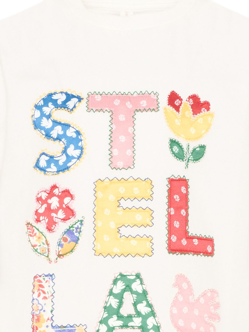 T-shirt per bambina Stella McCartney Kids bianca con dettagli a fiori TZ8A51 Z3772 101 STELLA McCARTNEY KIDS