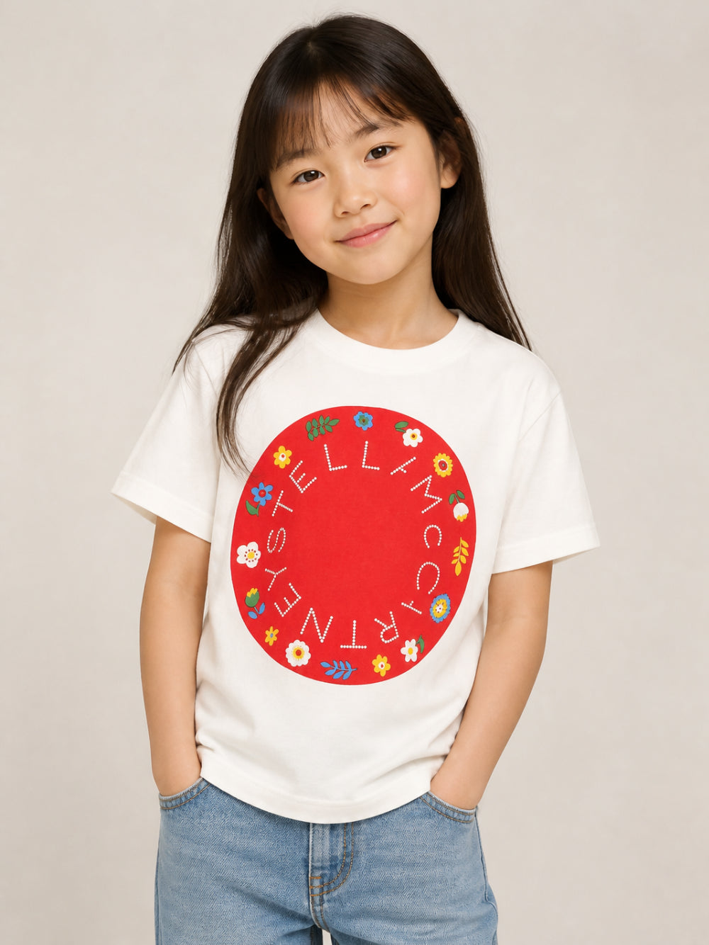 T-shirt per bambina Stella McCartney Kids bianca con stampa grafica TZ8A71 Z3772 101 STELLA McCARTNEY KIDS