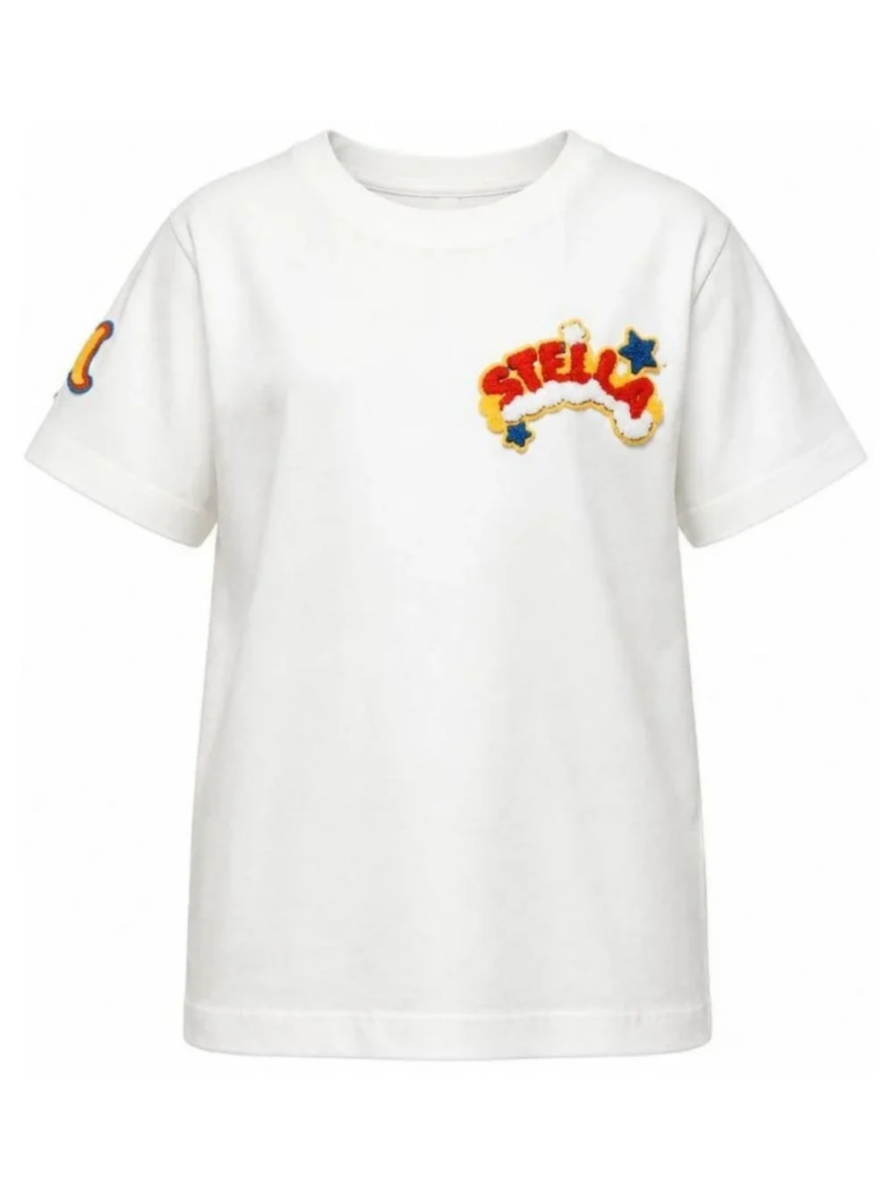 T-shirt per bambini Stella McCartney Kids bianca con patch logo TZ8A81 Z3772 101 STELLA McCARTNEY KIDS