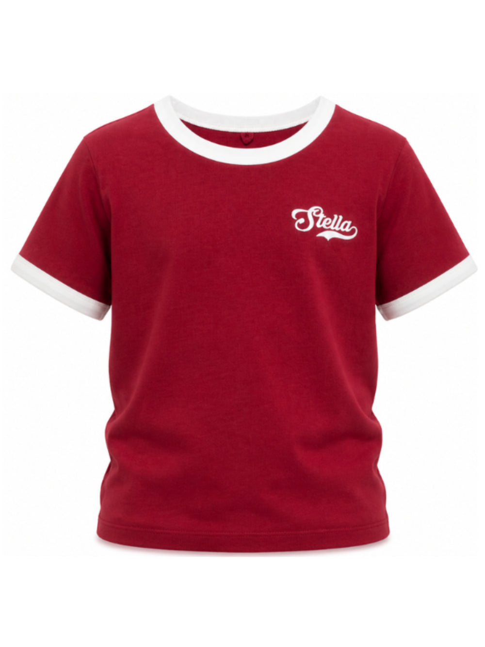 T-shirt per bambina Stella McCartney Kids rossa con bordi a contrasto TZ8B21 Z3772 416 STELLA McCARTNEY KIDS