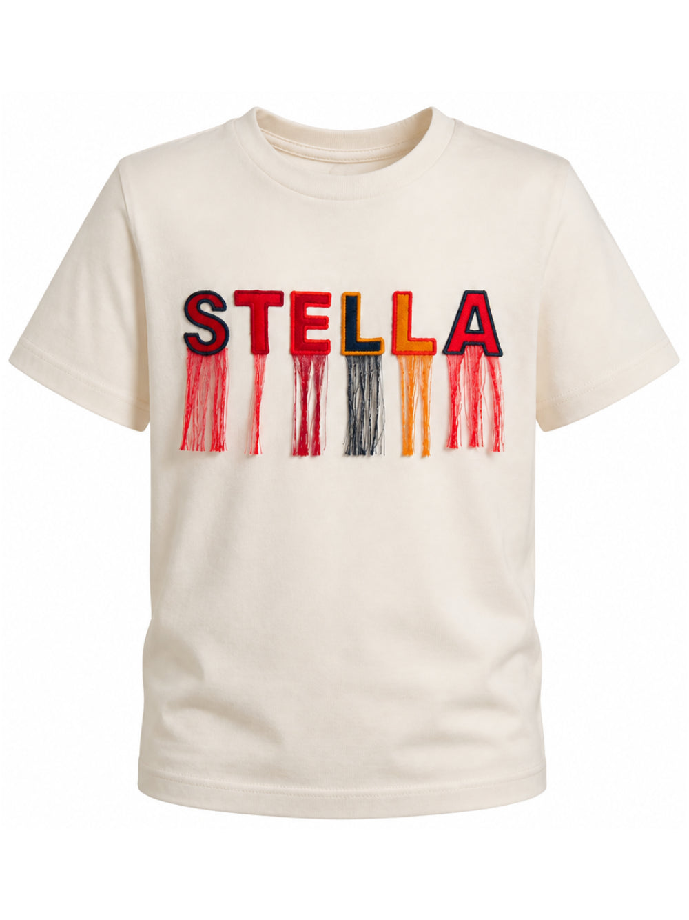 T-shirt per bambina Stella McCartney Kids bianca con frange applicate TZ8C51 Z3772 101 STELLA McCARTNEY KIDS