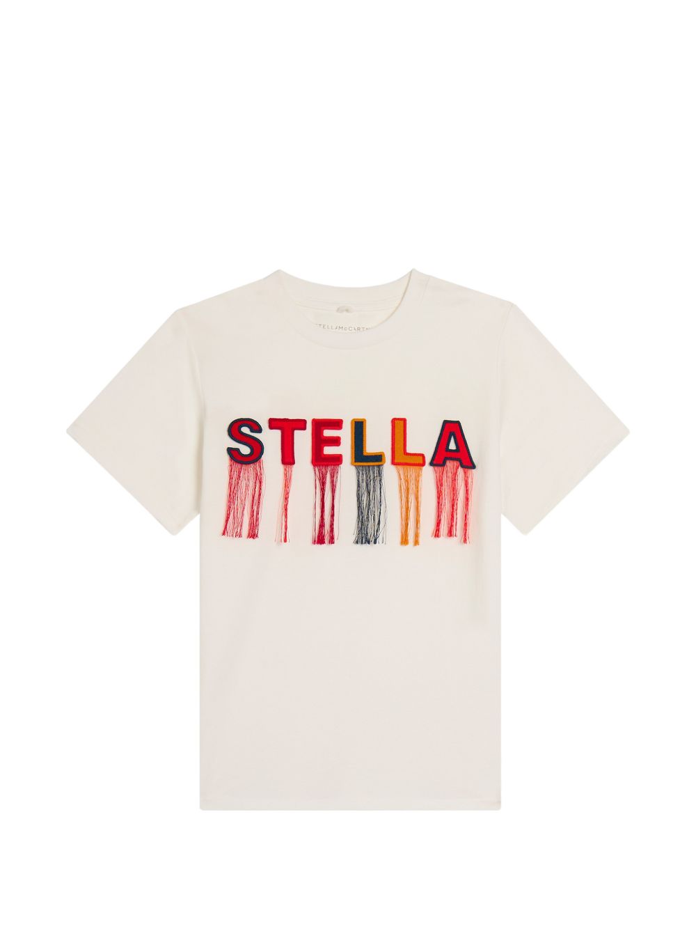 T-shirt per bambina Stella McCartney Kids bianca con frange applicate TZ8C51 Z3772 101 STELLA McCARTNEY KIDS