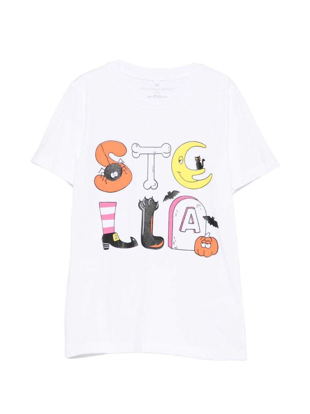 T-shirt per bambini Stella McCartney Kids bianca con stampa grafica TZ8C61 Z3772 100 STELLA McCARTNEY KIDS