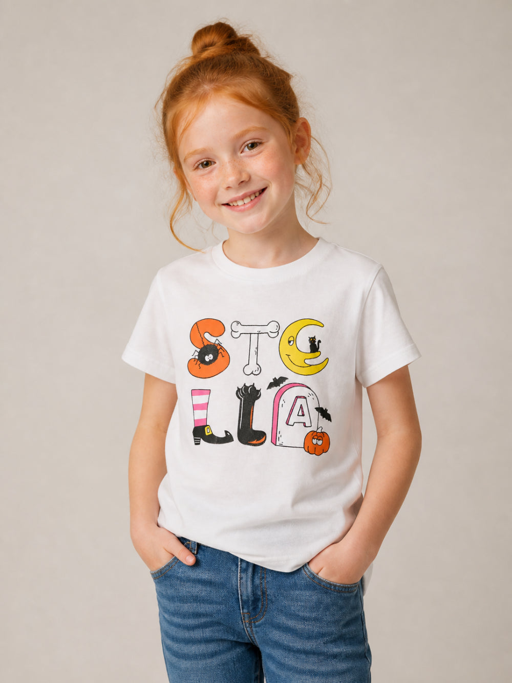 T-shirt per bambini Stella McCartney Kids bianca con stampa grafica TZ8C61 Z3772 100 STELLA McCARTNEY KIDS