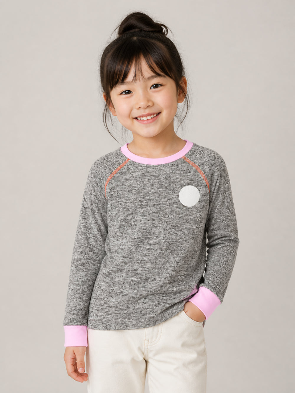 T-shirt per bambina Stella McCartney Kids grigia con bordi a contrasto TZ8C70 Z3968 999 STELLA McCARTNEY KIDS