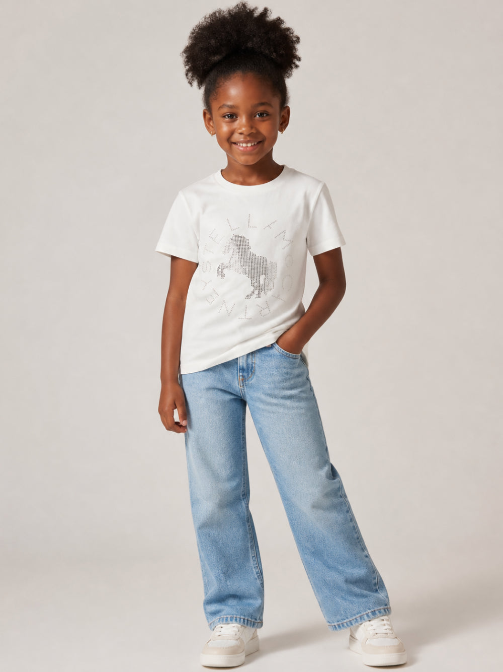 T-shirt per bambina Stella McCartney Kids bianca con applicazione TZ8C91 Z3772 101 STELLA McCARTNEY KIDS