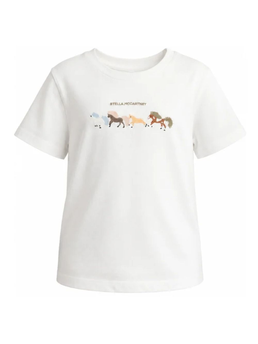 T-shirt per bambino Stella McCartney Kids bianco con stampa grafica cavalli TZ8P81 Z3772 101 STELLA McCARTNEY KIDS