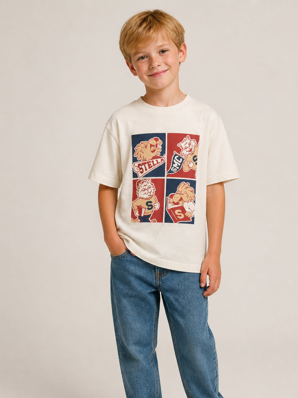 T-shirt per bambino Stella McCartney Kids bianca con stampa grafica TZ8P91 Z3772 870 STELLA McCARTNEY KIDS