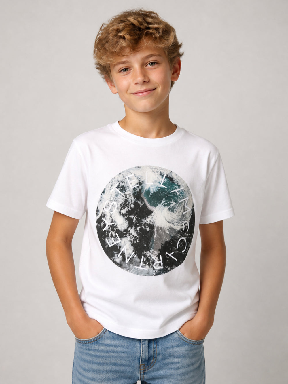 T-shirt per bambino Stella McCartney Kids bianca con stampa grafica TZ8Q71 Z3772 100 STELLA McCARTNEY KIDS