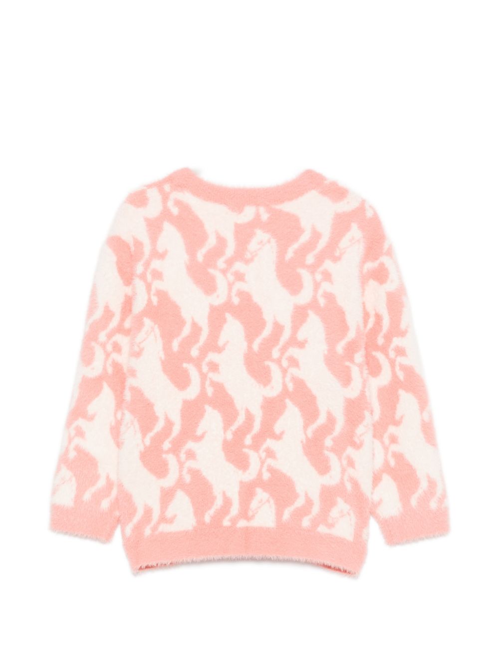 Maglione per bambina Stella McCartney Kids rosa a intarsio con motivo cavalli all-over TZ9A40 Z2288 999 STELLA McCARTNEY KIDS