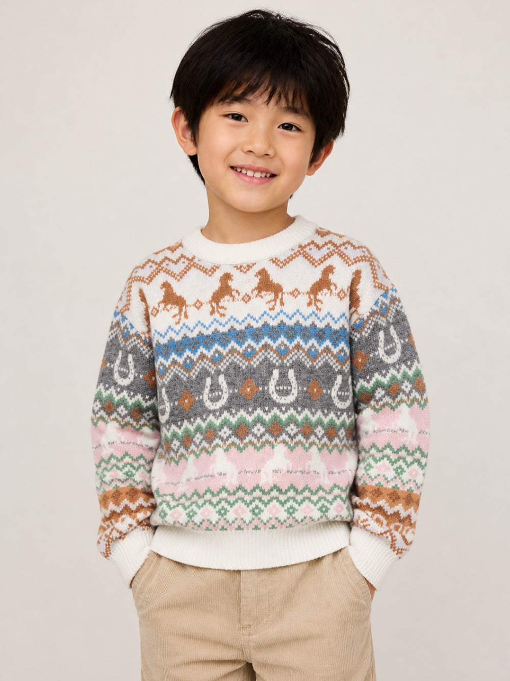 Maglione per bambino Stella McCartney Kids bianco con lavorazione a intarsio TZ9A70 Z3893 999 STELLA McCARTNEY KIDS