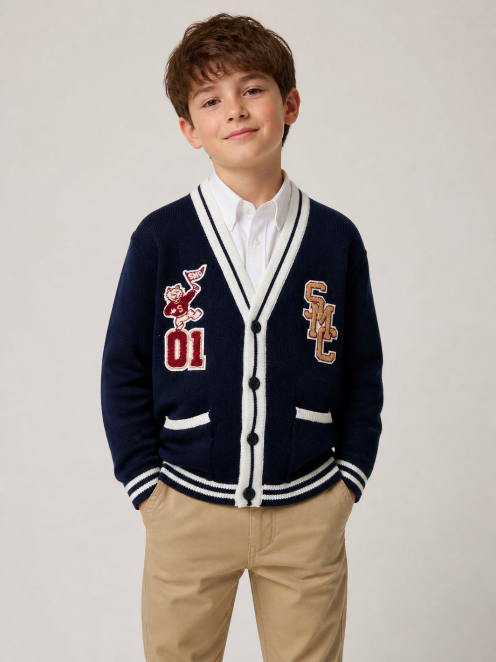 Cardigan per bambino Stella McCartney Kids blu con bordi a contrasto TZ9H20 Z3921 61L STELLA McCARTNEY KIDS