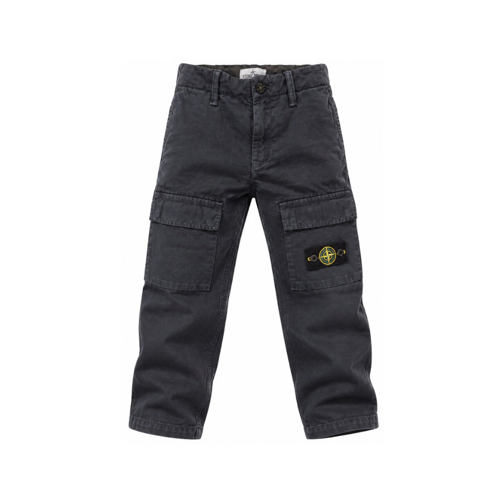 Pantaloni per bambino Stone Island Kids blu con tasche applicate L2S163100001S0104 V0120 STONE ISLAND KIDS