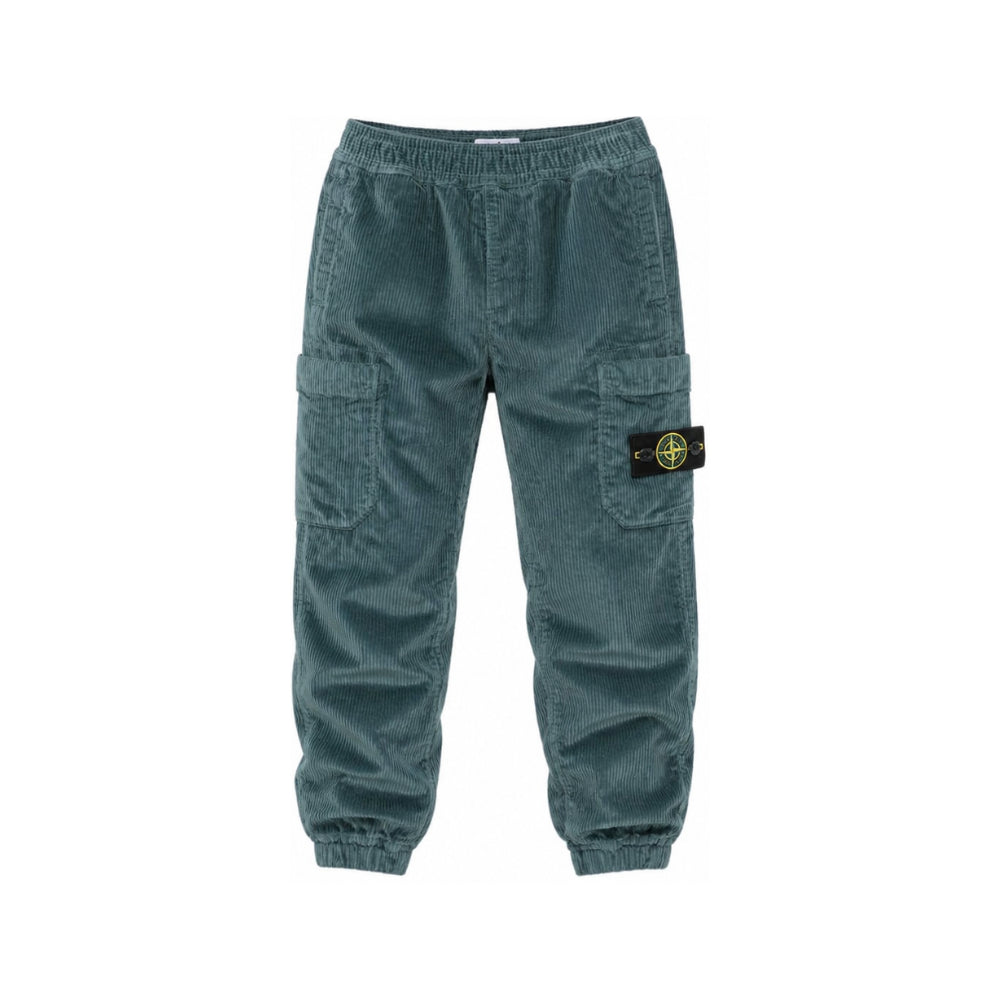 Pantaloni cargo per bambino Stone Island Kids blu in velluto a coste L2S163100005S0199 V004B STONE ISLAND KIDS