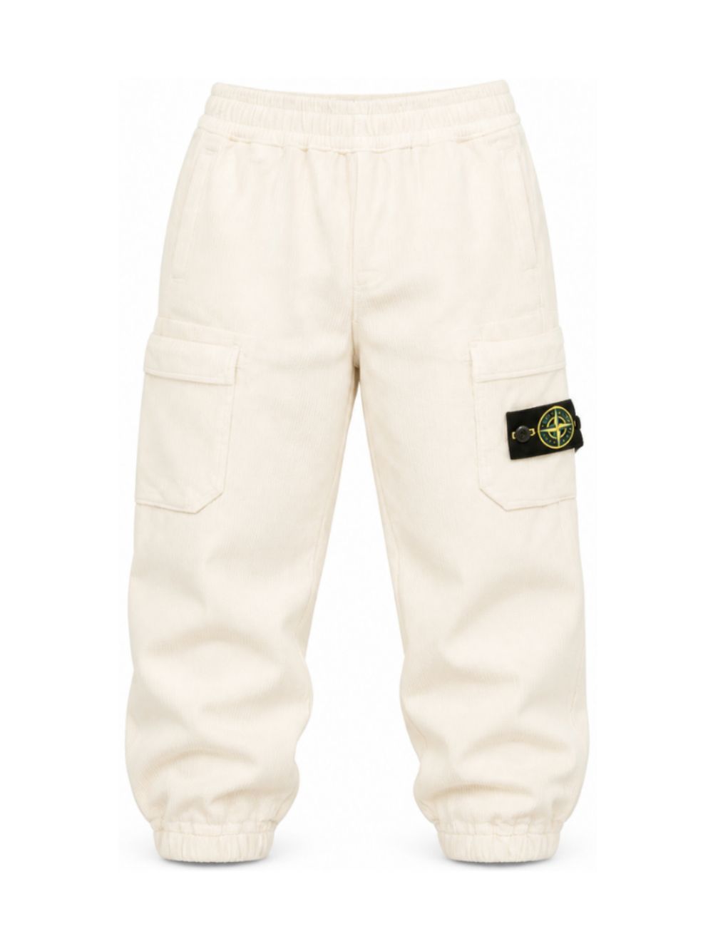 Pantaloni cargo per bambino Stone Island Kids bianchi in velluto a coste L2S163100005S0199 V0097 STONE ISLAND KIDS