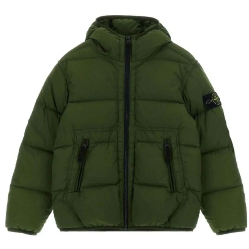 Giacca trapuntata per bambino Stone Island Junior verde logo L2S164100004S0028 V005G STONE ISLAND KIDS