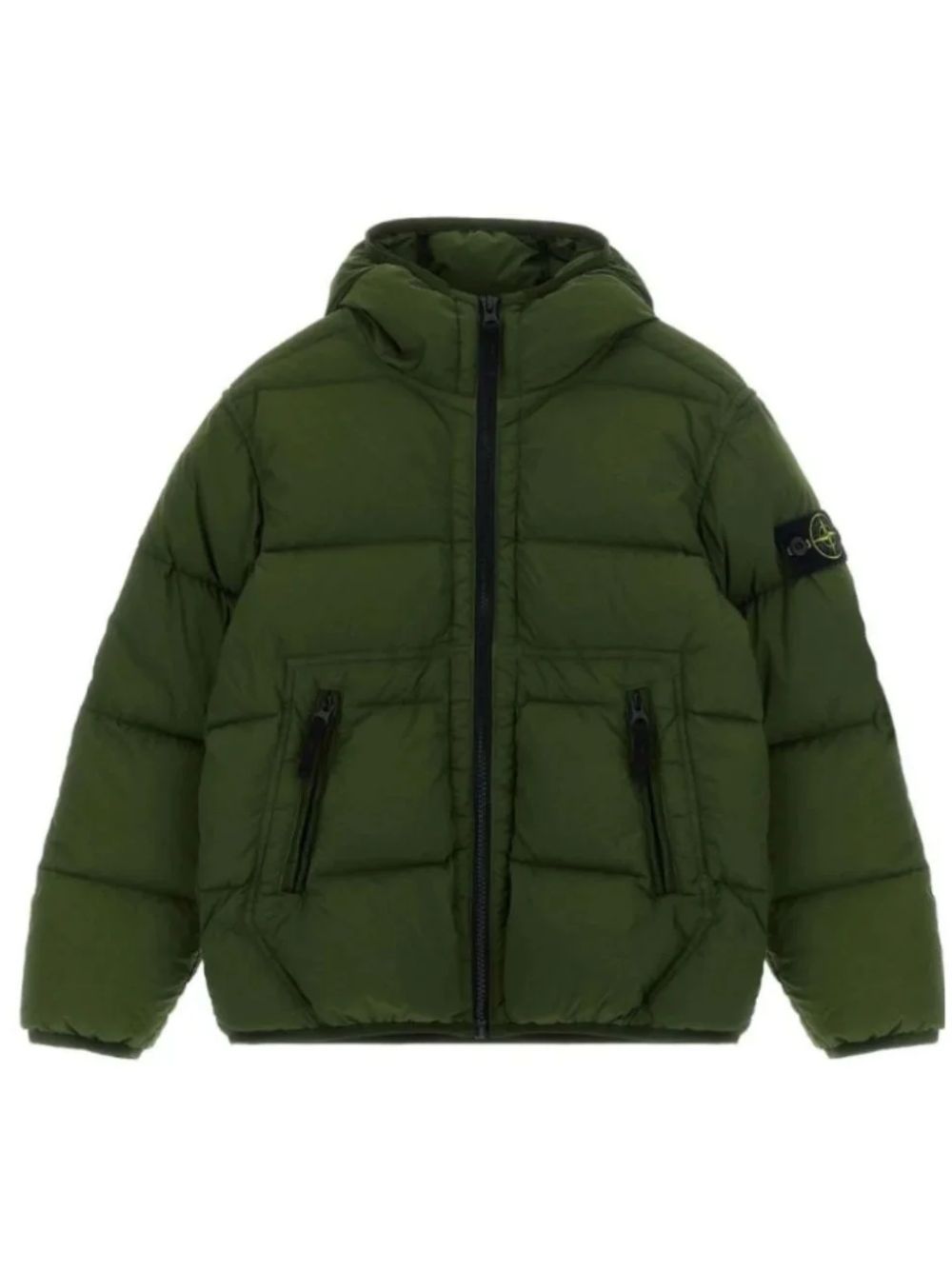 Giacca trapuntata per bambino Stone Island Junior verde logo L2S164100004S0028 V005G STONE ISLAND KIDS
