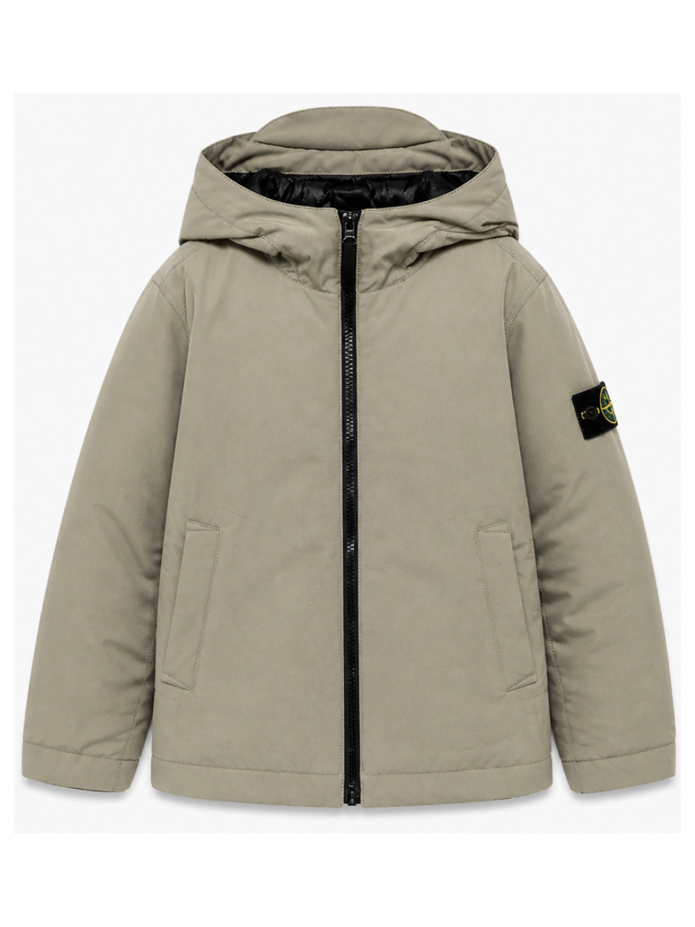 Giubbino per bambino Stone Island Kids verde cachi con cappuccio e logo L2S164100007S0A27 V0068 STONE ISLAND KIDS