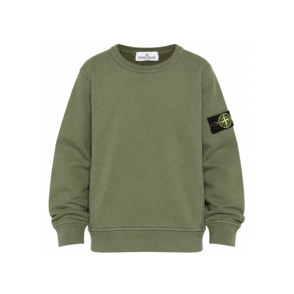 Felpa per bambino Stone Island Kids verde con distintivo Compass L2S166100001S0A20 V005G STONE ISLAND KIDS