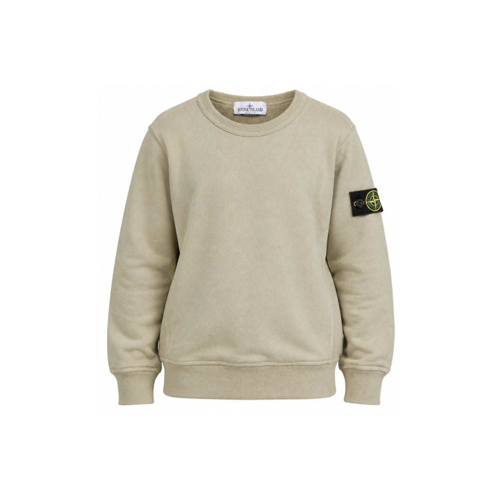 Felpa per bambino Stone Island Kids beige con distintivo Compass L2S166100001S0A20 V0068 STONE ISLAND KIDS