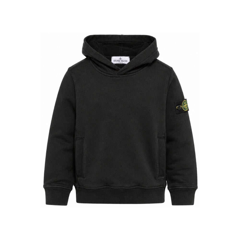 Felpa per bambino Stone Island Kids nera con distintivo Compass L2S166100003S0A20 V0029 STONE ISLAND KIDS
