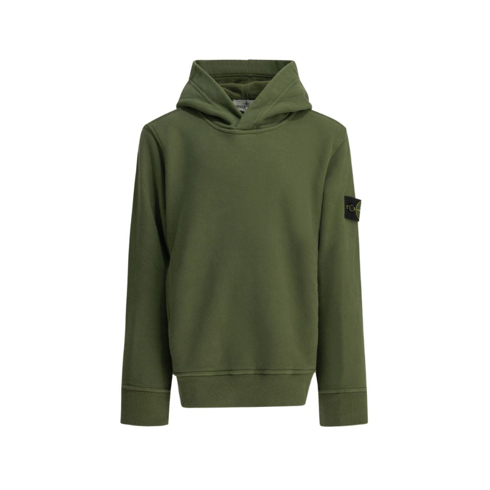 Felpa per bambino Stone Island Kids verde con applicazione Compass L2S166100003S0A20 V005G STONE ISLAND KIDS