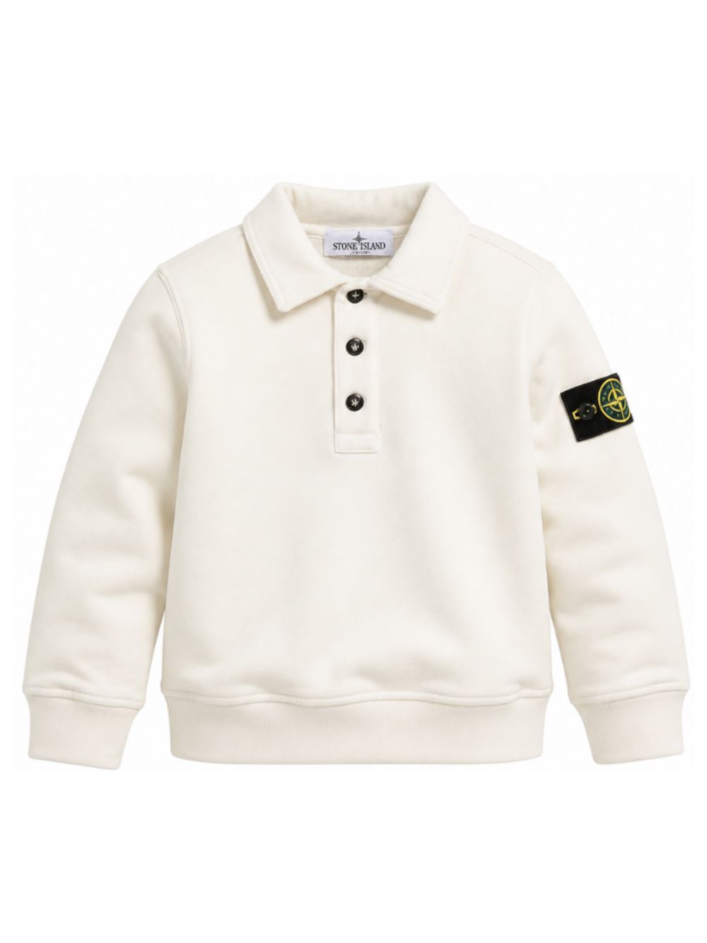 Felpa per bambino Stone Island Kids bianca con applicazione Compass L2S166100012S0A20 V0097 STONE ISLAND KIDS