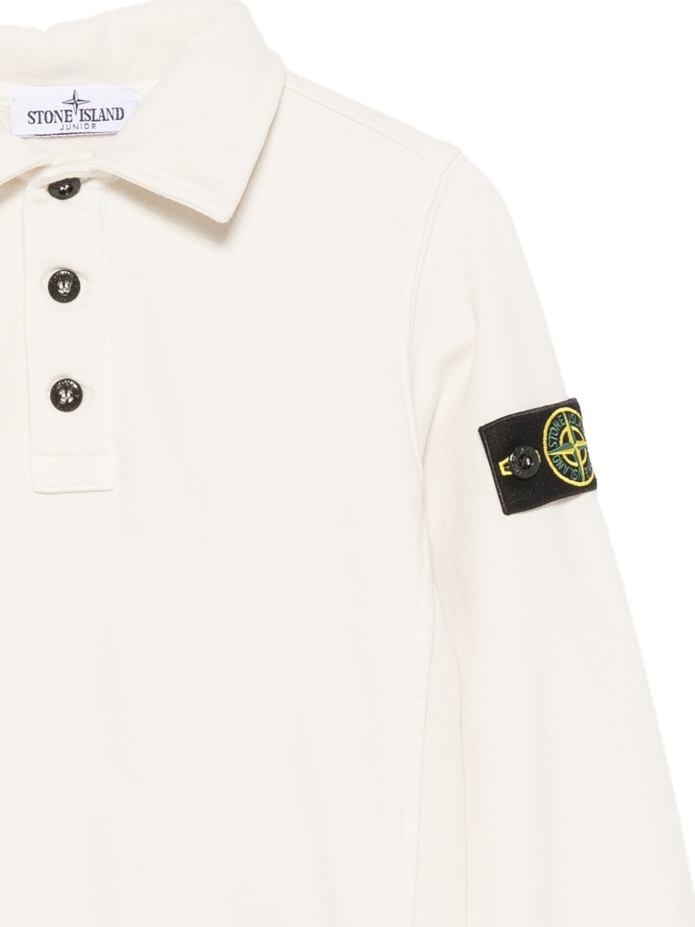 Felpa per bambino Stone Island Kids bianca con applicazione Compass L2S166100012S0A20 V0097 STONE ISLAND KIDS