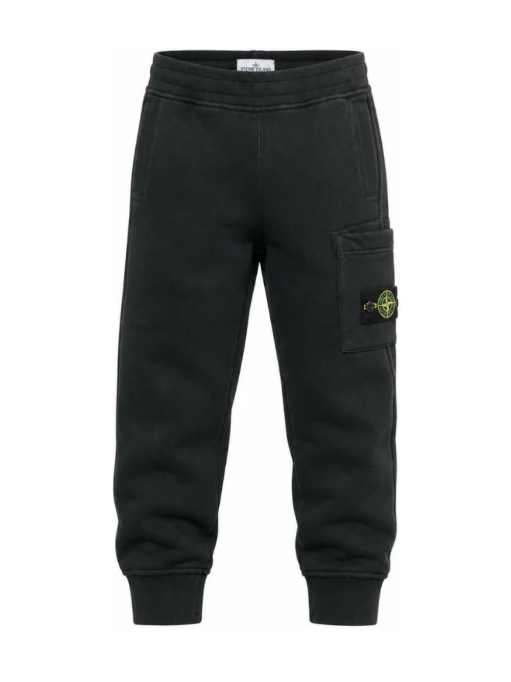 Pantaloni cargo per bambino Stone Island Kids nero con applicazione sulla gamba L2S166200002S0A20 V0029 STONE ISLAND KIDS