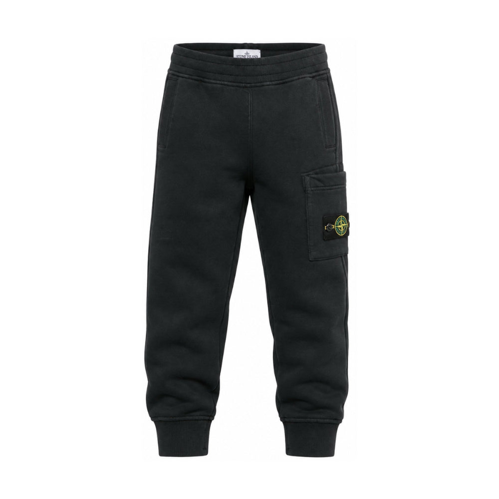 Pantaloni cargo per bambino Stone Island Kids nero con applicazione sulla gamba L2S166200002S0A20 V0029 STONE ISLAND KIDS