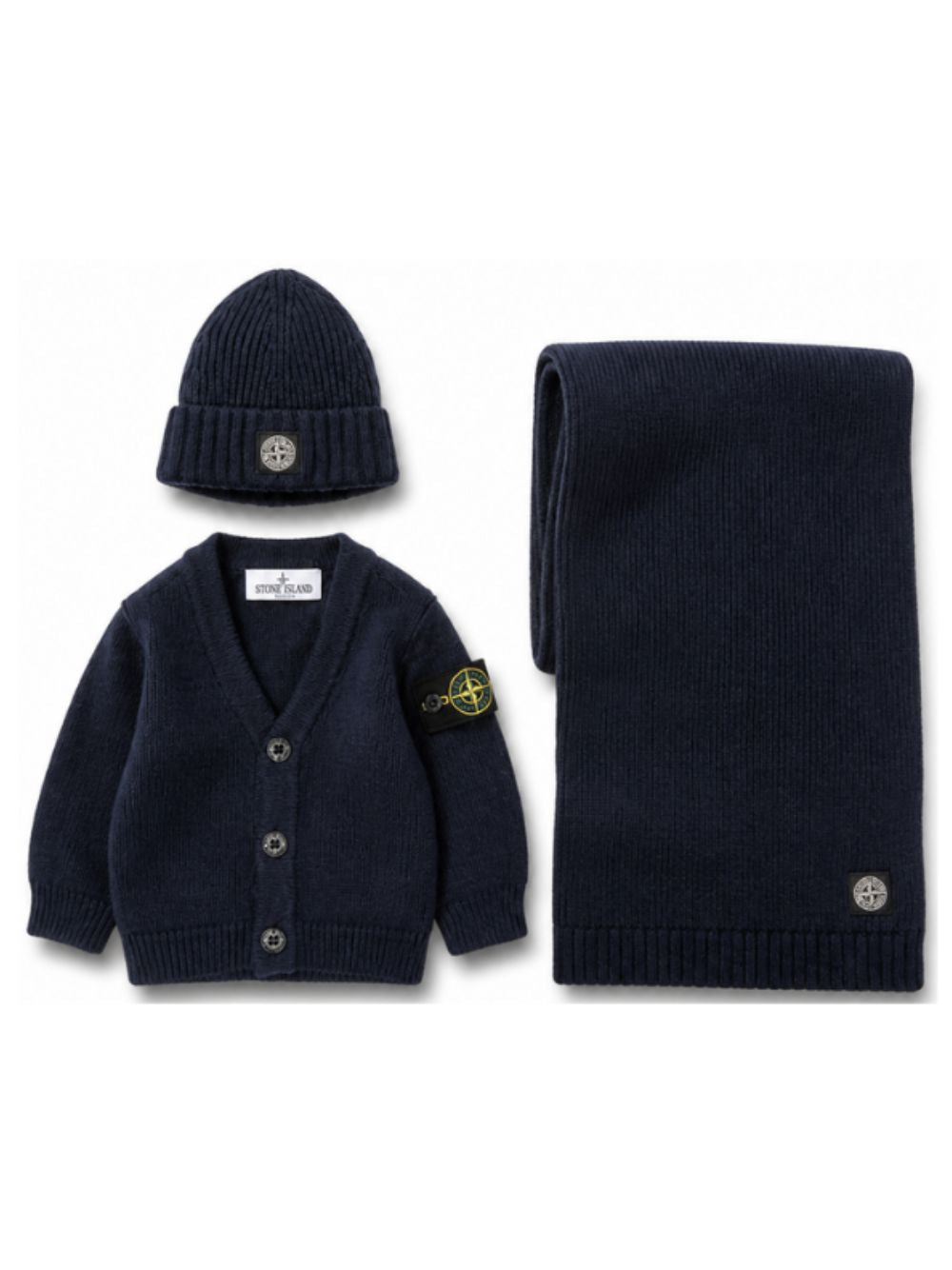 Completo tre pezzi per neonato Stone Island Junior blu con scollo a V L2S16M200001S0M10 V0020 STONE ISLAND KIDS