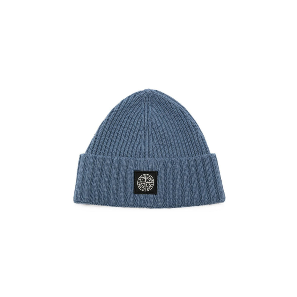 Berretto per bambino Stone Island Junior blu con applicazione L2S16N100003S00M3 V004B STONE ISLAND KIDS